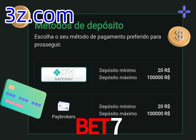 O cassino BET7 oferece uma grande variedade de métodos de pagamento